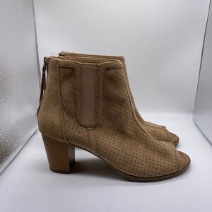 Big Buddha Taupe Peep Toe Perforated Ankle Boot Size 9
